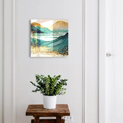 Wall mounted key box Turquoise mountains