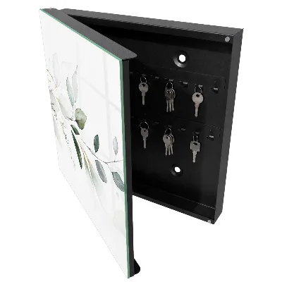 Wall mounted key box watercolor leaves pattern