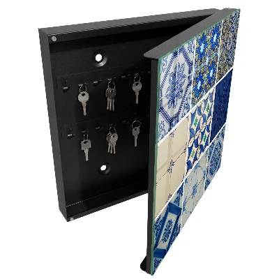 Wall mounted key box Azulejo tiles
