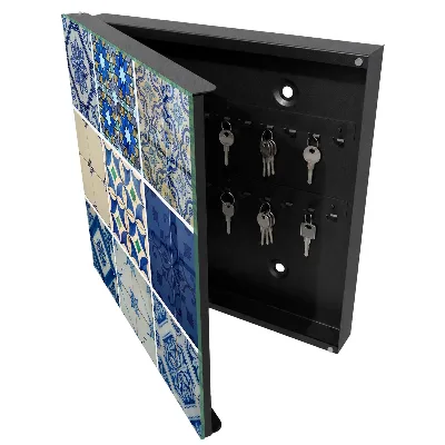 Wall mounted key box Azulejo tiles