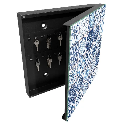 Wall mounted key box Blue tiles