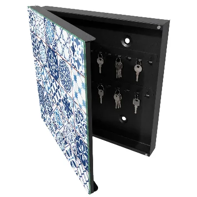 Wall mounted key box Blue tiles
