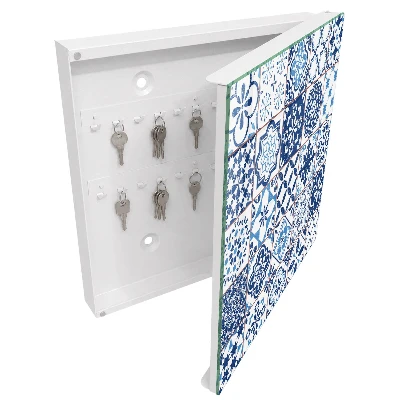 Wall mounted key box Blue tiles