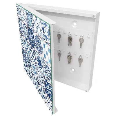Wall mounted key box Blue tiles