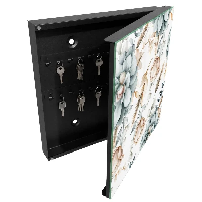 Wall mounted key box Watercolor flowers