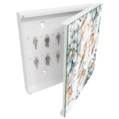 Wall mounted key box Watercolor flowers
