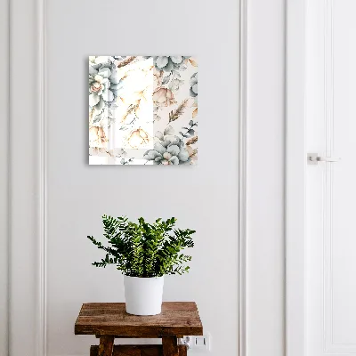 Wall mounted key box Watercolor flowers