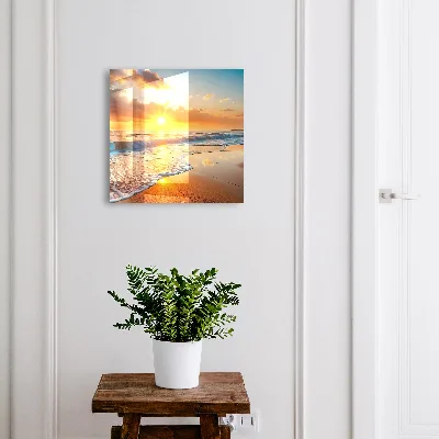 Wall mounted key box with ocean sunset design