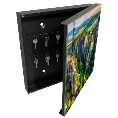 Wall mounted key box Rocks and forest
