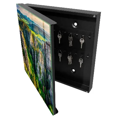 Wall mounted key box Rocks and forest