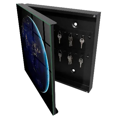 Wall mounted key box Earth at night