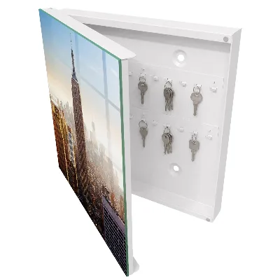 Wall mounted key box City in the morning