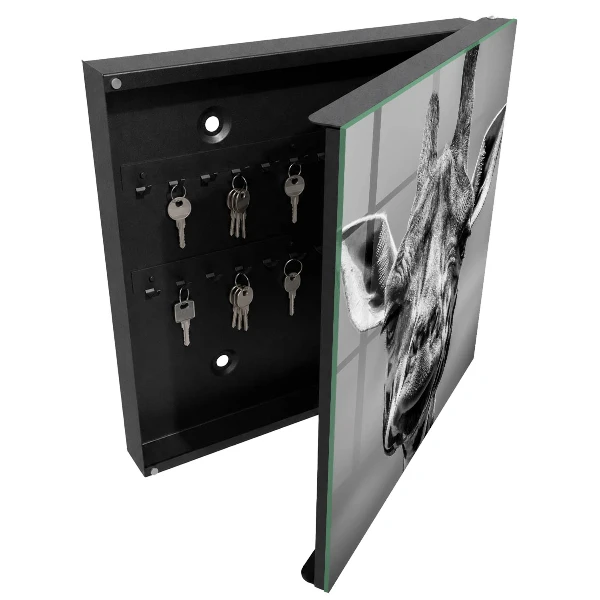 Wall mounted key box Giraffe portrait