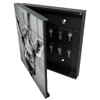 Wall mounted key box Giraffe portrait