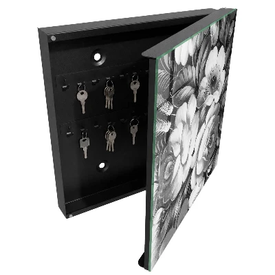Wall mounted key box Monochrome flowers