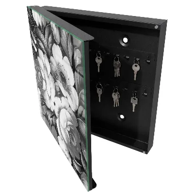 Wall mounted key box Monochrome flowers
