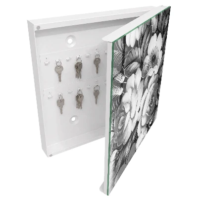 Wall mounted key box Monochrome flowers
