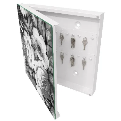 Wall mounted key box Monochrome flowers