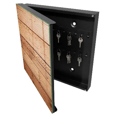 Wall mounted key box Wooden planks