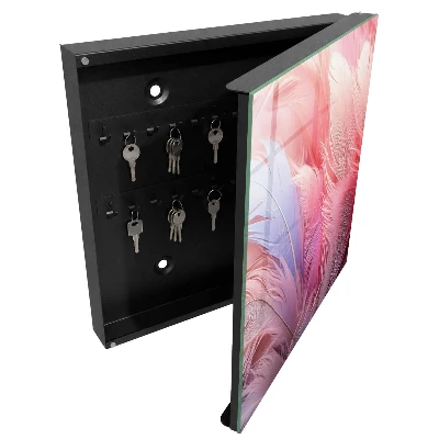 Key box for wall Beautiful pink feathers