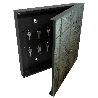 Wall mounted key box with wood structure