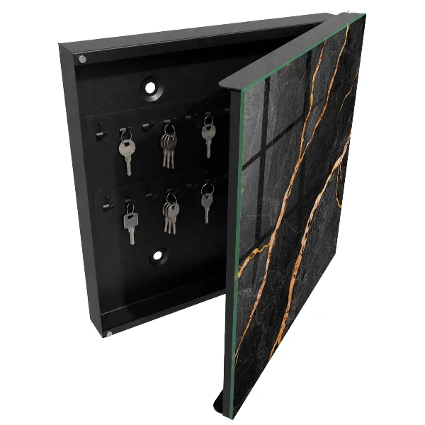 Wall mounted key box Black and orange stone