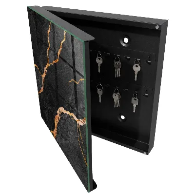 Wall mounted key box Black and orange stone
