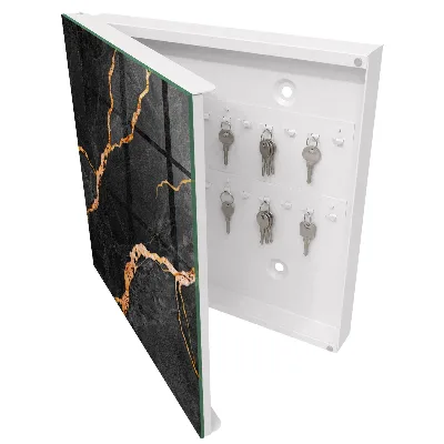 Wall mounted key box black and orange stone finish