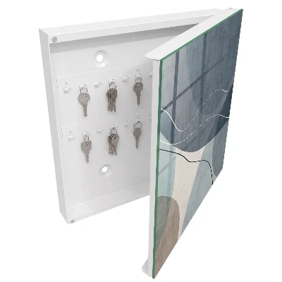 Wall mounted key box Blue abstraction