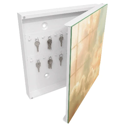 Wall mounted key box pastel clouds design