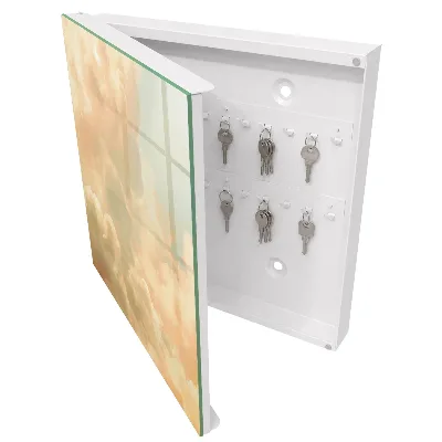 Wall mounted key box pastel clouds design