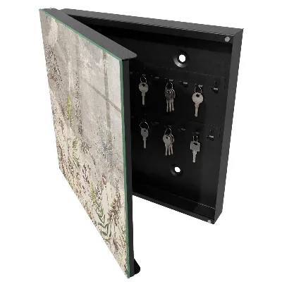 Wall mounted key box vintage plants design