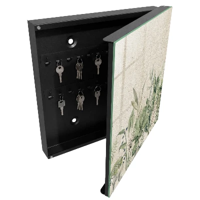 Wall mounted key box with tropical nature print
