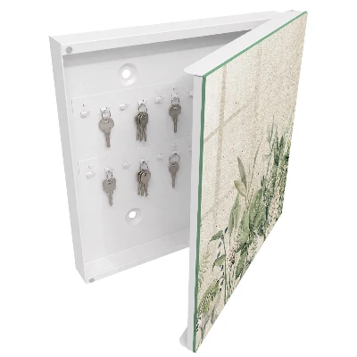 Wall mounted key box with tropical nature print