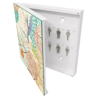 Key box for wall abstract flowers design