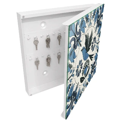 Wall mounted key box blue bird design