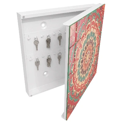 Wall mounted key box Colorful mandala