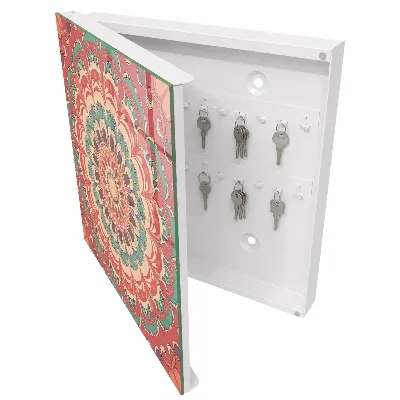 Wall mounted key box Colorful mandala