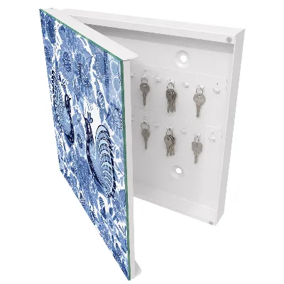 Key box for wall Folk birds