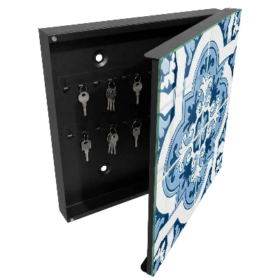 Wall mounted key box Blue tiles