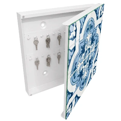 Wall mounted key box Blue tiles