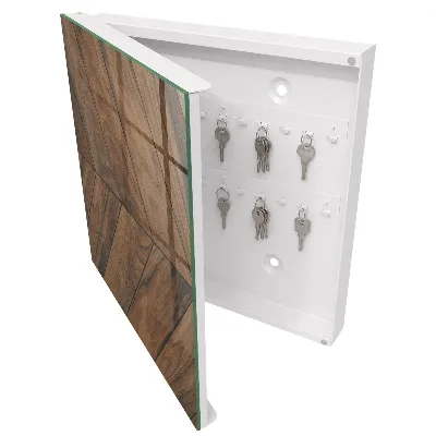 Key box for wall Wood herringbone