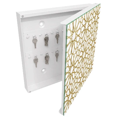 Wall mounted key box with geometric pattern