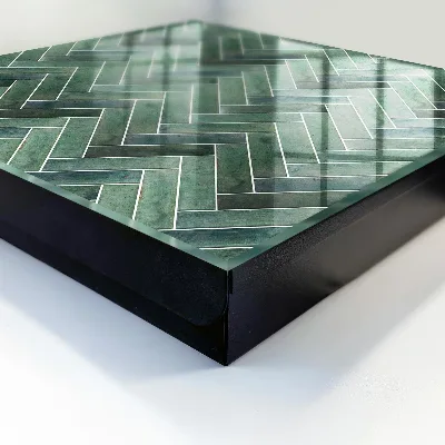 Key box for wall Green herringbone
