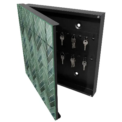 Key box for wall Green herringbone