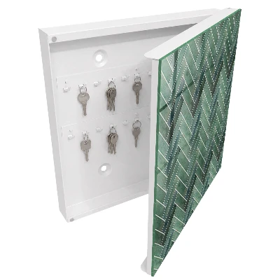 Key box for wall Green herringbone