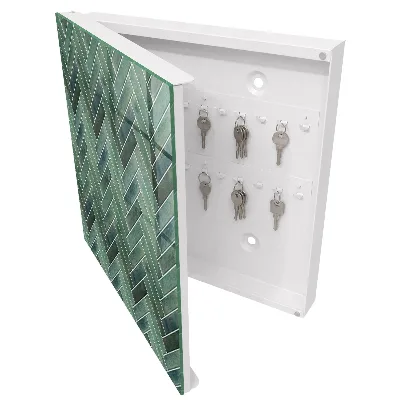 Key box for wall Green herringbone