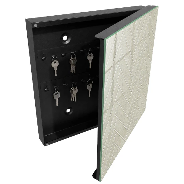 Key cabinet Beige herringbone