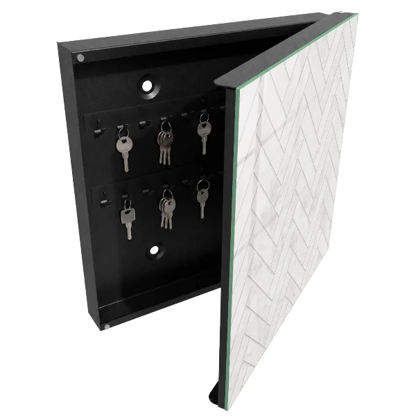 Wall mounted key box Marble herringbone