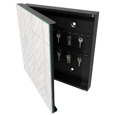 Wall mounted key box Marble herringbone